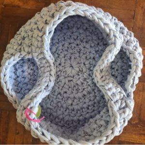 upcycled crocheted basket