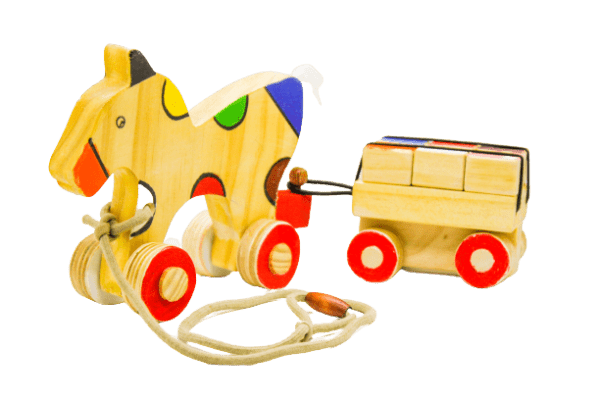 handcrafted wooden horse cart toy on ecomauritius.mu