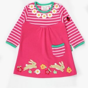 Organic Cotton Leaping Bunny Applique T-Shirt Dress 4-5 Years