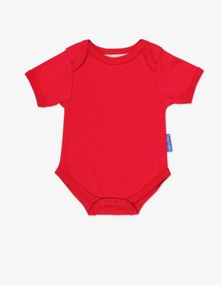 Organic Cotton Red Basic Baby Body - 6-12 Months