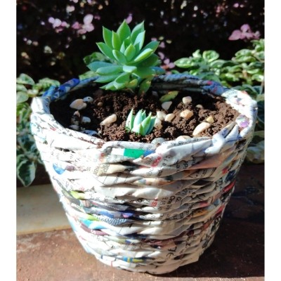 recycled newspaper flower pot ecomauritius.mu