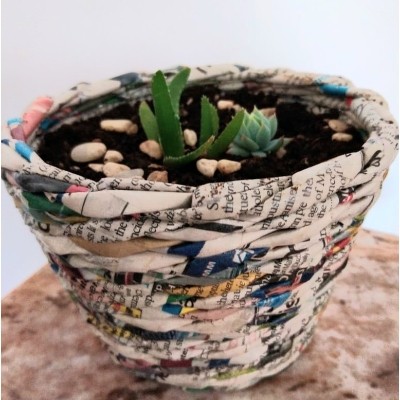 recycled newspaper flower pot ecomauritius.mu