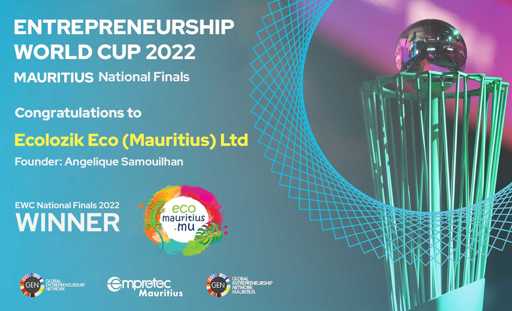 EcoMauritius: National Winner for the Entrepreneurship World Cup 2022.