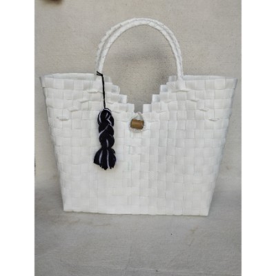 Handi craft plastic bag V model white_ecomauritius.mu