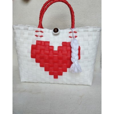 Handi craft plastic bag heart model white_ecomauritius.mu